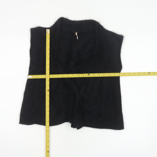 Free People Women Black Angora Knit Open Cowl Neck Vest Size L