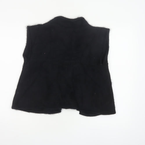 Free People Women Black Angora Knit Open Cowl Neck Vest Size L