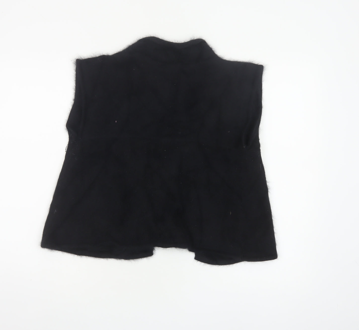 Free People Women Black Angora Knit Open Cowl Neck Vest Size L