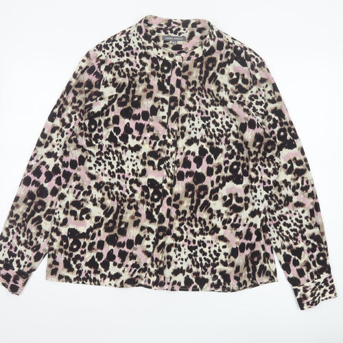 Laura Ashley Women’s Multicoloured Leopard Print Button Blouse UK 16