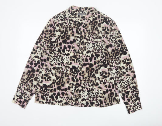 Laura Ashley Women’s Multicoloured Leopard Print Button Blouse UK 16