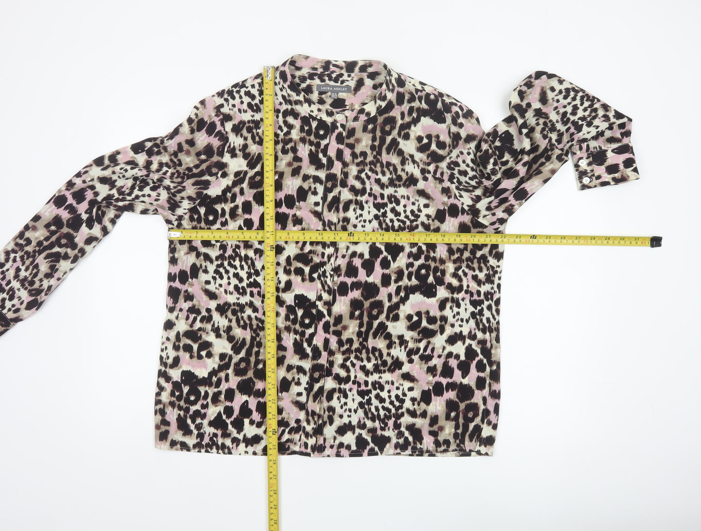 Laura Ashley Women’s Multicoloured Leopard Print Button Blouse UK 16