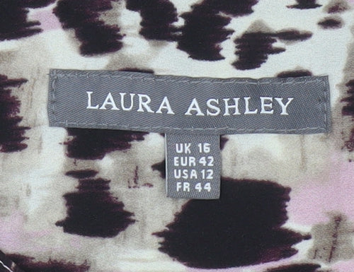 Laura Ashley Women’s Multicoloured Leopard Print Button Blouse UK 16