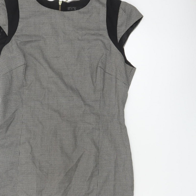 Additional view of Zara Basic Women Grey Houndstooth L Pencil Work Dress