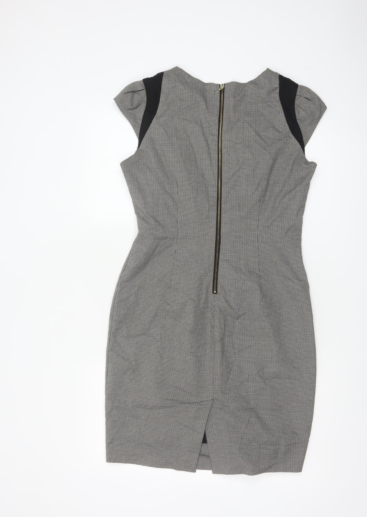 Brand and care label for Zara Basic Women Grey Houndstooth L Pencil Work Dress