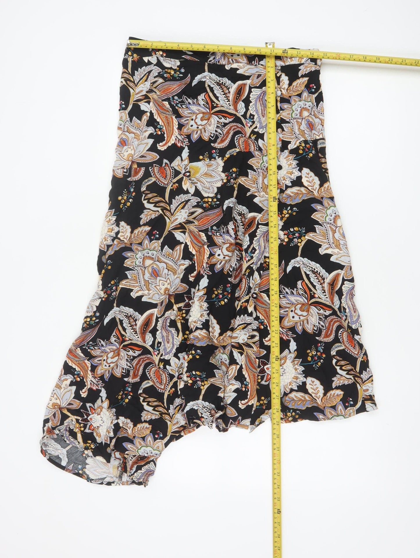 Joe Browns Women Black UK 14 Bohemian Paisley Asymmetric Midi Skirt