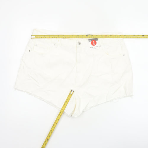 Marks & Spencer Women White UK 20 Mom High Rise Denim Shorts