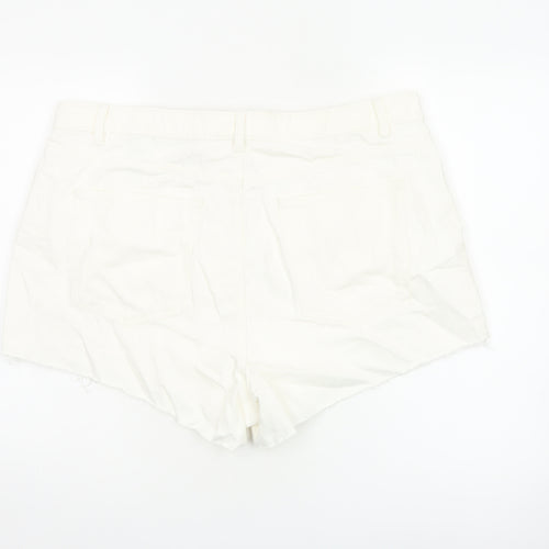 Marks & Spencer Women White UK 20 Mom High Rise Denim Shorts
