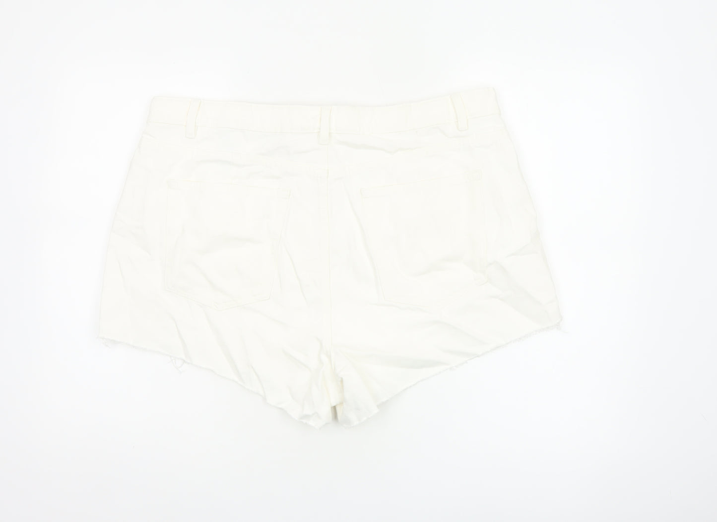 Marks & Spencer Women White UK 20 Mom High Rise Denim Shorts