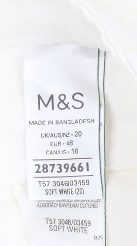 Marks & Spencer Women White UK 20 Mom High Rise Denim Shorts
