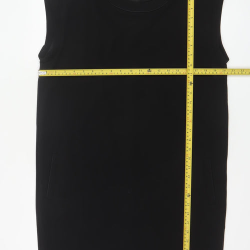 Mango Women Black M Sleeveless Sheath Knee Length Work Dress