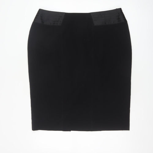 Kaliko Women Black UK 18 Knee Length Pencil Skirt Satin Panel