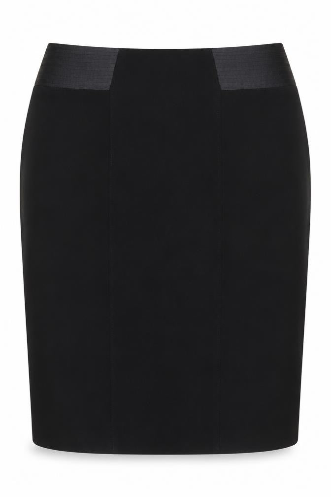 Kaliko Women Black UK 18 Knee Length Pencil Skirt Satin Panel