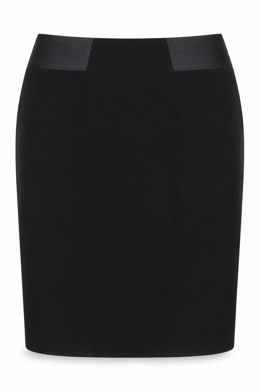 Kaliko Women Black UK 18 Knee Length Pencil Skirt Satin Panel