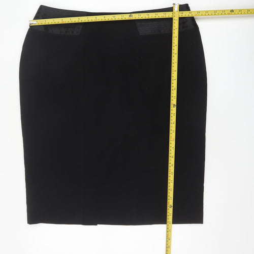 Kaliko Women Black UK 18 Knee Length Pencil Skirt Satin Panel
