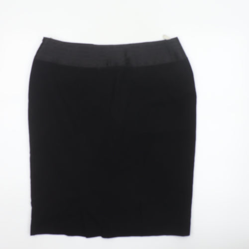 Kaliko Women Black UK 18 Knee Length Pencil Skirt Satin Panel