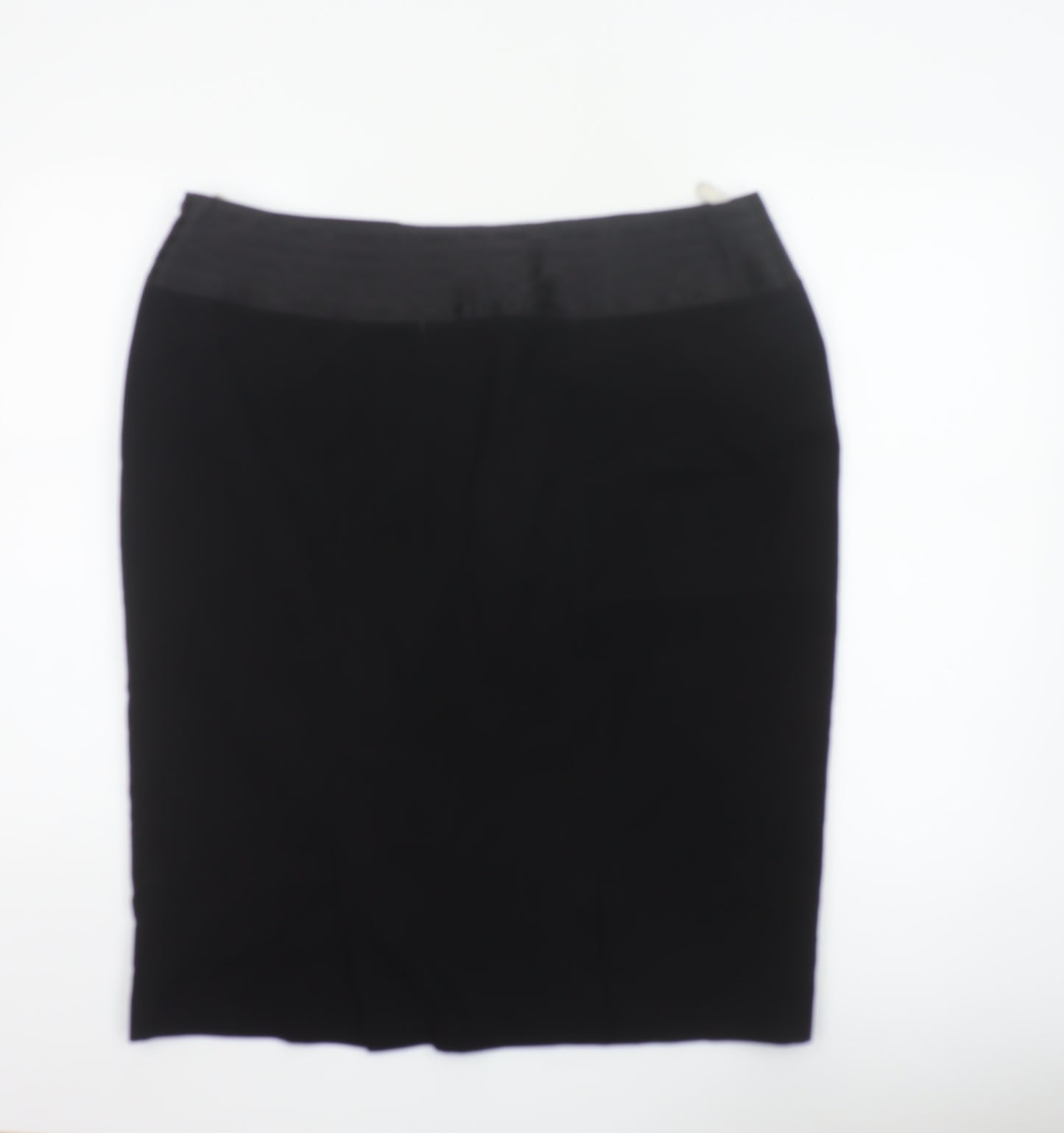 Kaliko Women Black UK 18 Knee Length Pencil Skirt Satin Panel