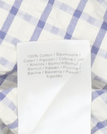 Part Two Women Blue White Check Cotton Sleeveless Button-Up Blouse UK 10