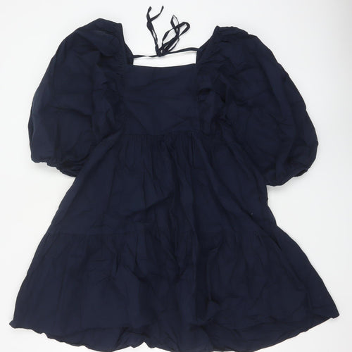 Nobodys Child Women Blue UK 8 Fit & Flare Puff Sleeve Cotton Dress