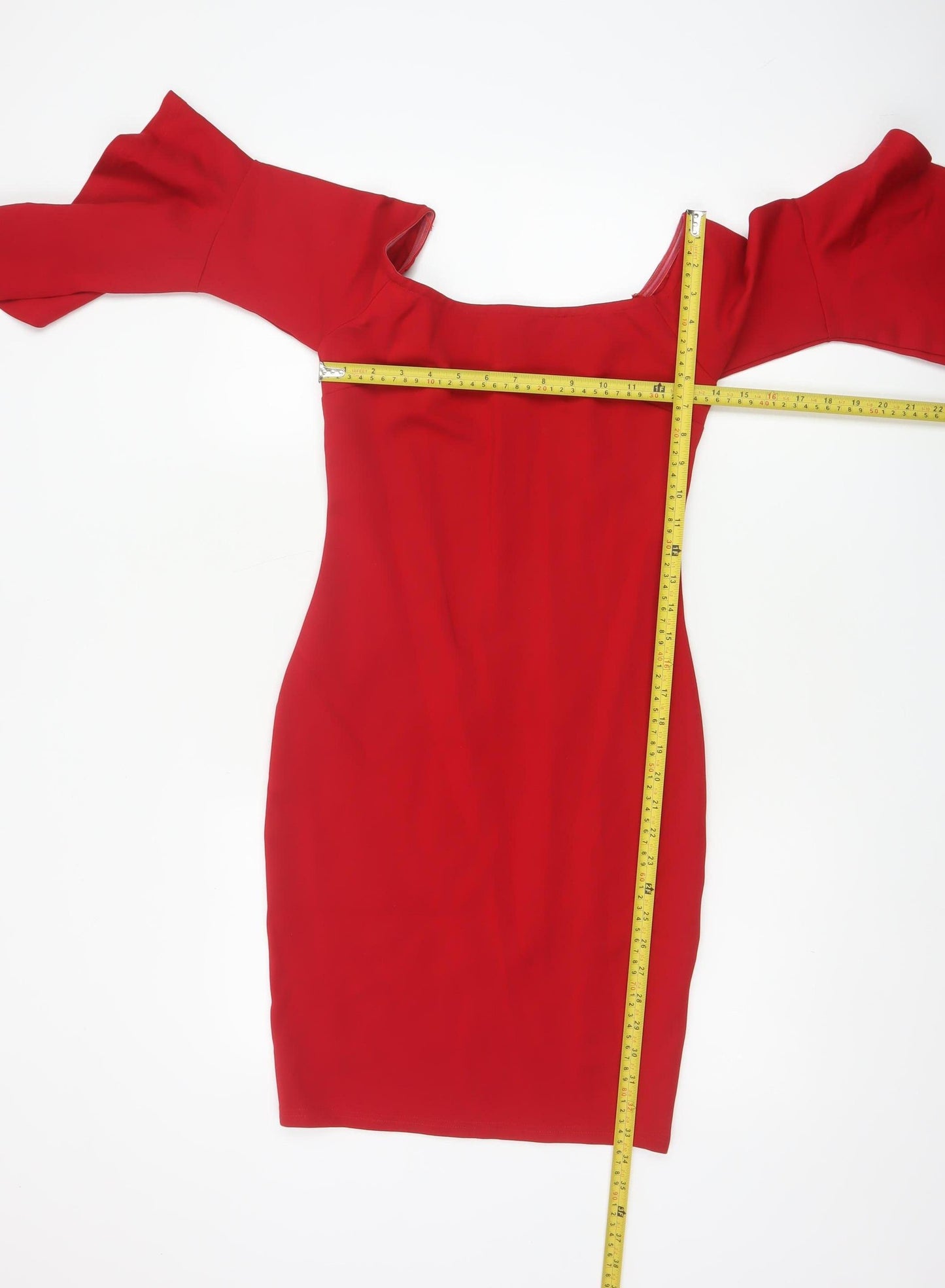 Here Comes Sun Women Red UK 8 Bodycon Off Shoulder Flared Sleeve Dress