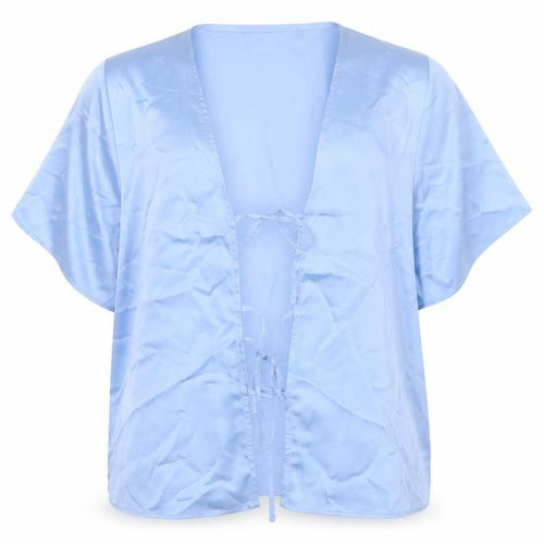 Marks & Spencer Women Blue Size 16 Satin Kimono Tie Nightwear Robe