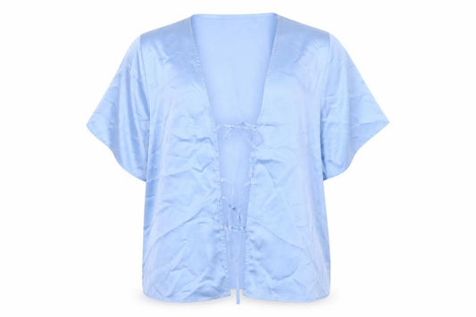 Marks & Spencer Women Blue Size 16 Satin Kimono Tie Nightwear Robe
