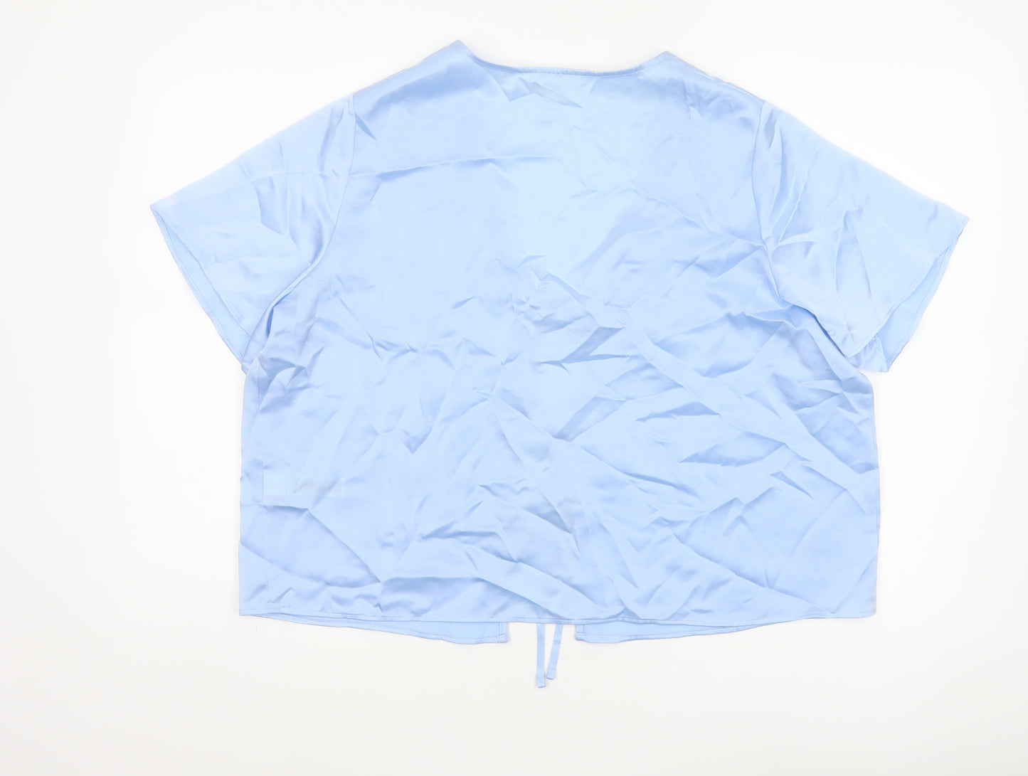 Marks & Spencer Women Blue Size 16 Satin Kimono Tie Nightwear Robe