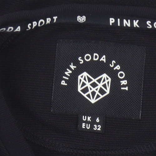 Pink Soda Sport Women Black UK 6 Cropped Logo Long Sleeve Jersey Top