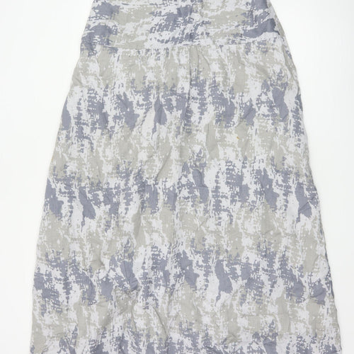 Poetry Women Grey Linen A-Line Long Skirt UK 14 Lined