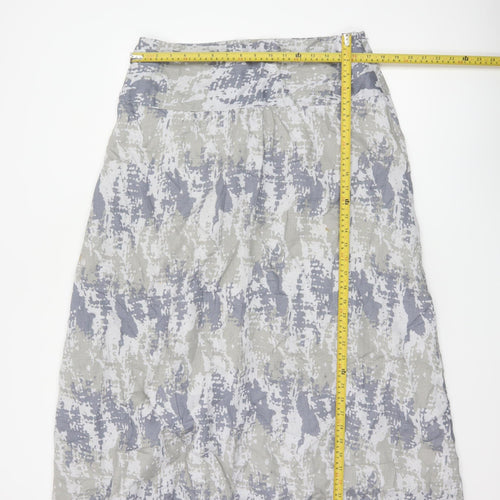 Poetry Women Grey Linen A-Line Long Skirt UK 14 Lined
