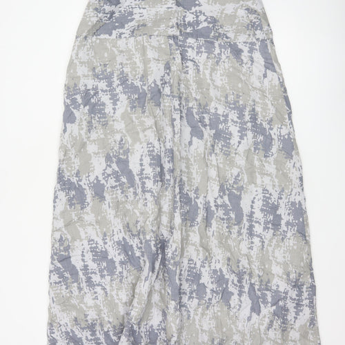 Poetry Women Grey Linen A-Line Long Skirt UK 14 Lined
