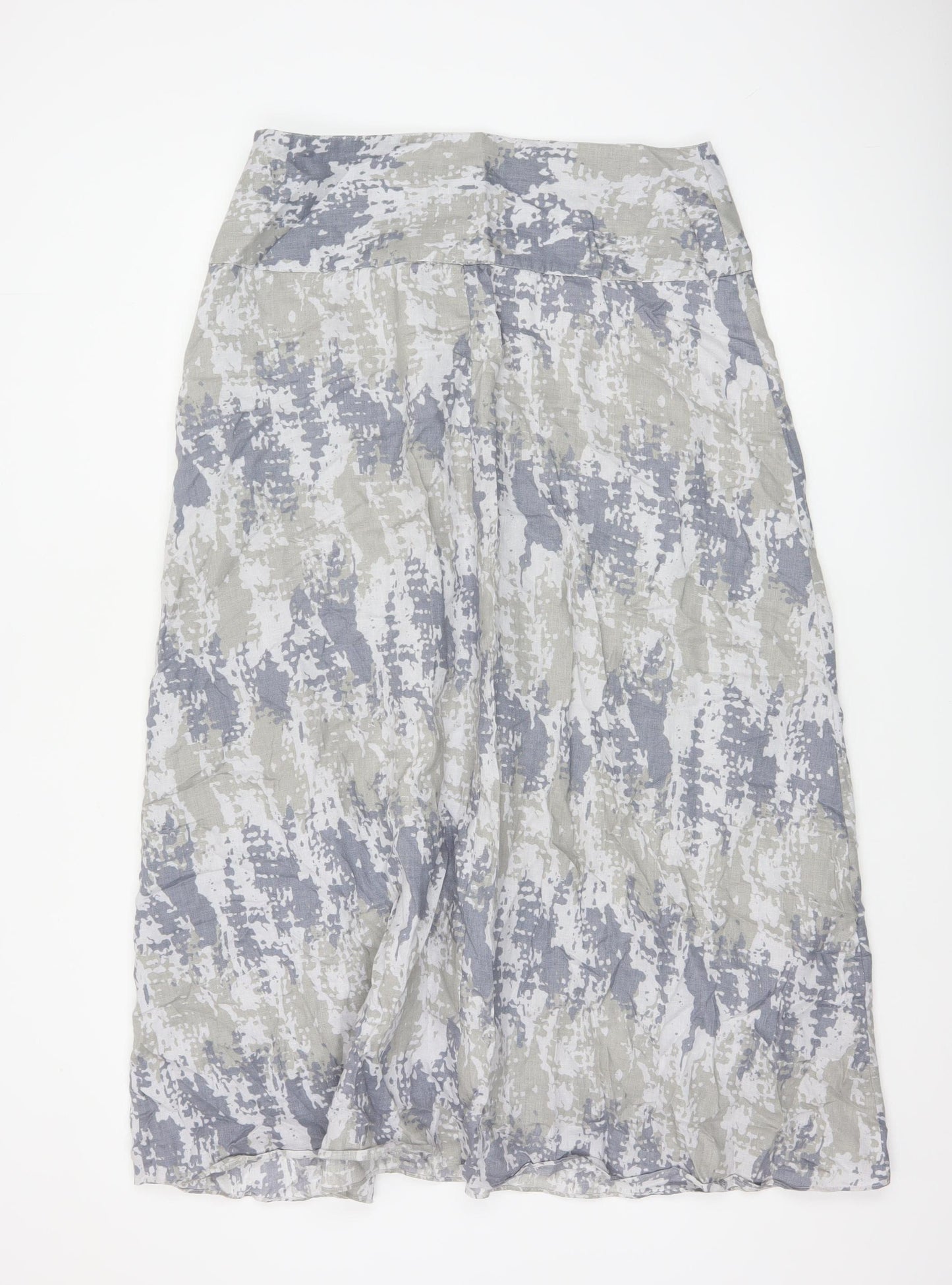 Poetry Women Grey Linen A-Line Long Skirt UK 14 Lined
