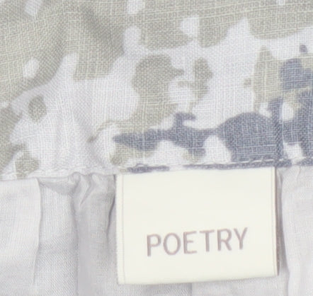 Poetry Women Grey Linen A-Line Long Skirt UK 14 Lined
