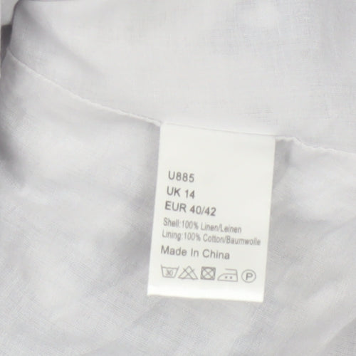 Poetry Women Grey Linen A-Line Long Skirt UK 14 Lined