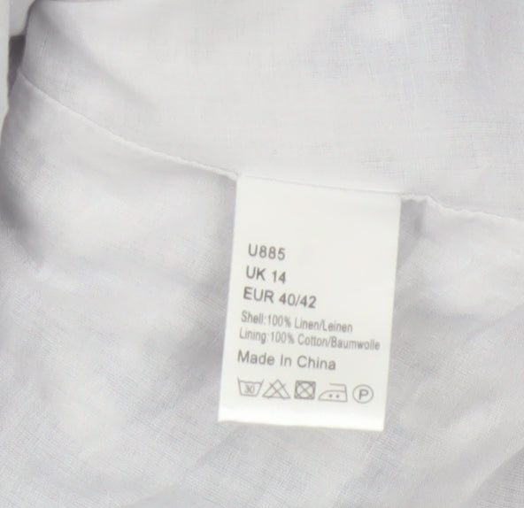 Poetry Women Grey Linen A-Line Long Skirt UK 14 Lined