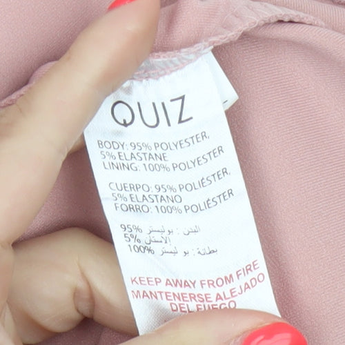 Quiz Women Pink UK 8 Off Shoulder Fit & Flare Knee Dress
