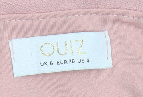 Quiz Women Pink UK 8 Off Shoulder Fit & Flare Knee Dress
