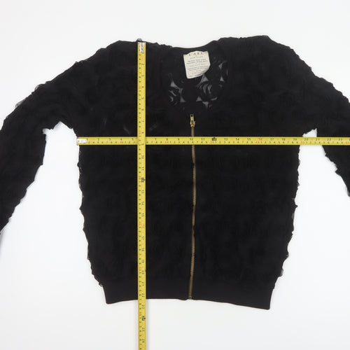 L'Art River Island Women’s Black UK 12 Floral Mesh Bomber Jacket