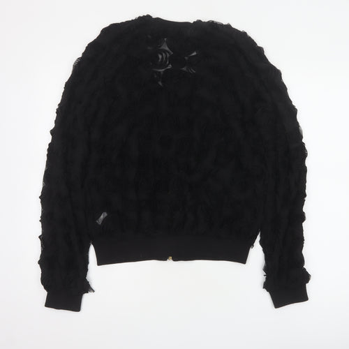 L'Art River Island Women’s Black UK 12 Floral Mesh Bomber Jacket