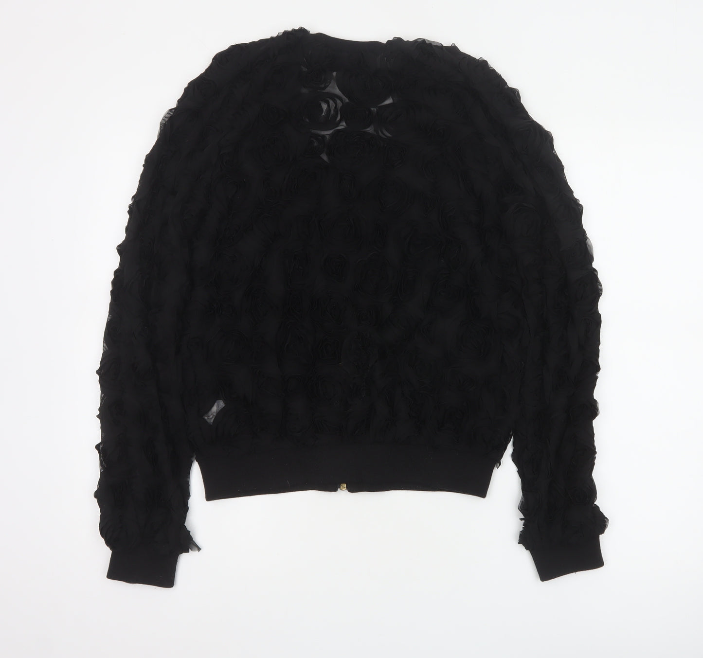 L'Art River Island Women’s Black UK 12 Floral Mesh Bomber Jacket