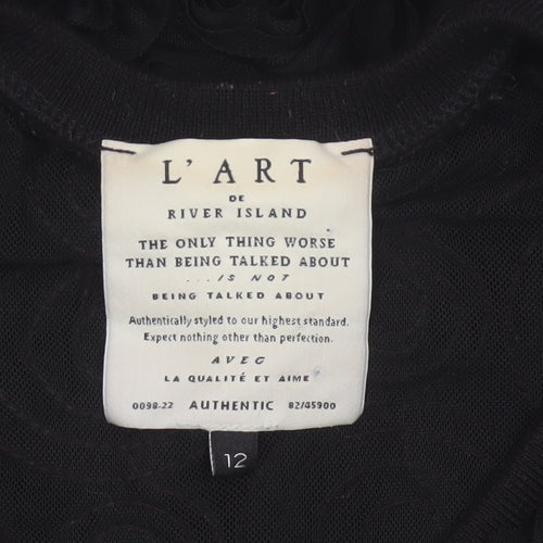 L'Art River Island Women’s Black UK 12 Floral Mesh Bomber Jacket