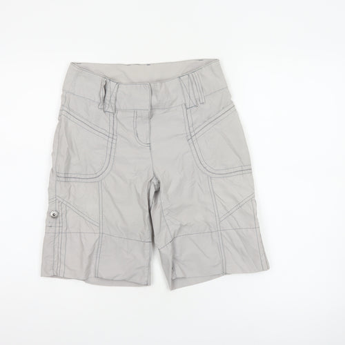 Next Women’s Grey Cargo Shorts UK 6 Cotton Nylon Multi Pocket
