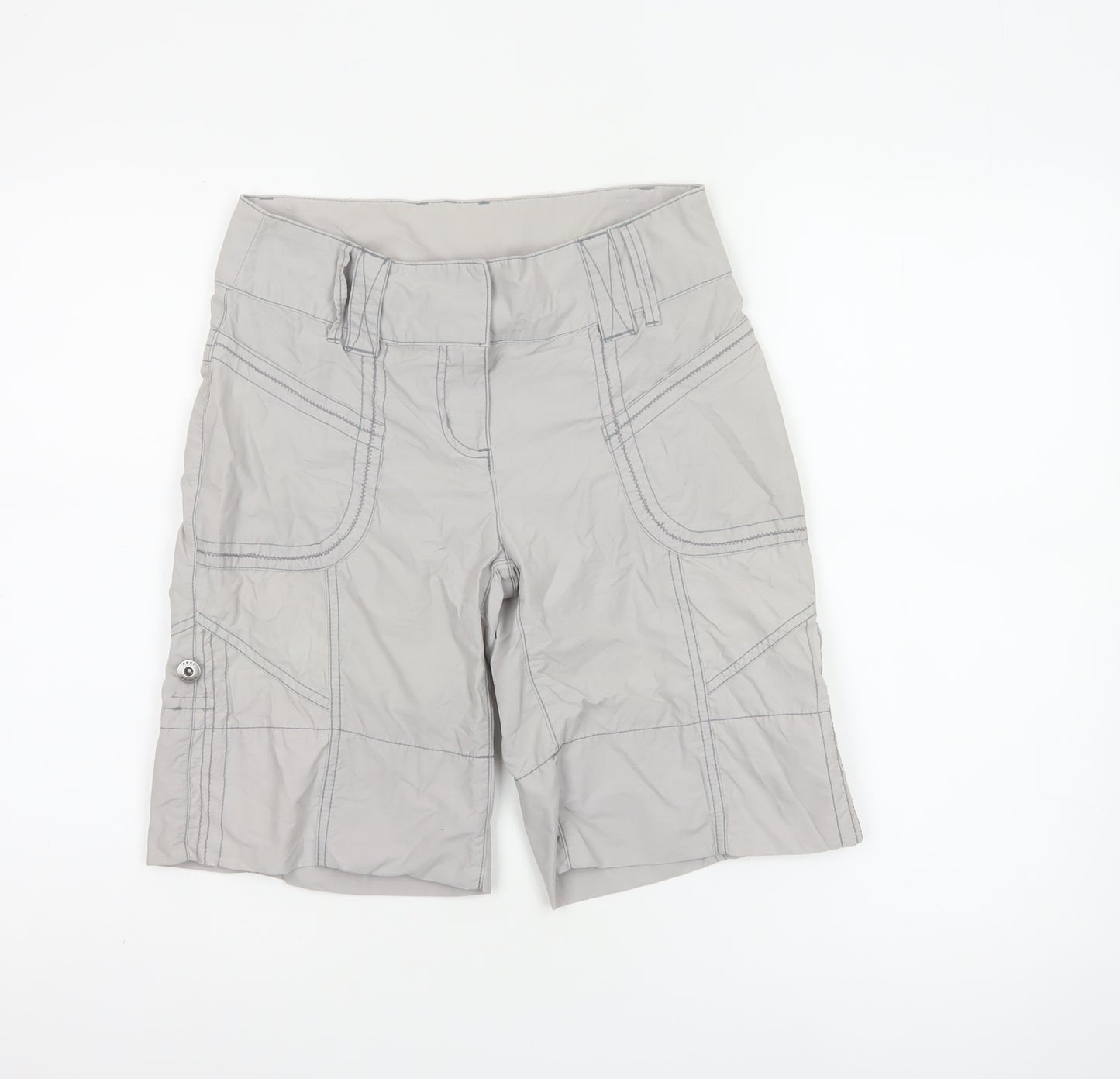 Next Women’s Grey Cargo Shorts UK 6 Cotton Nylon Multi Pocket