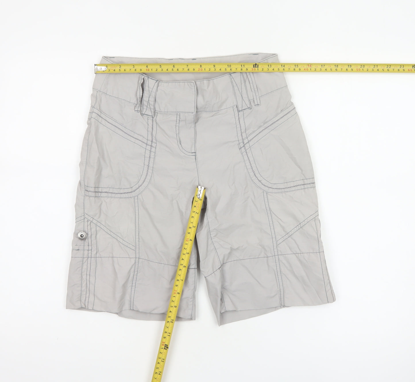Next Women’s Grey Cargo Shorts UK 6 Cotton Nylon Multi Pocket