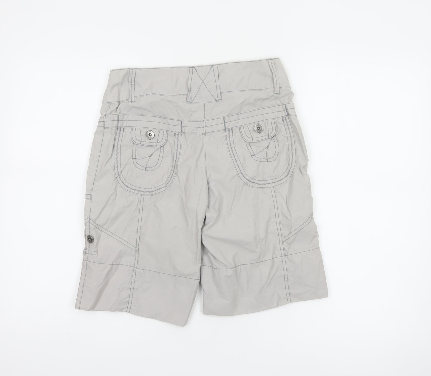 Next Women’s Grey Cargo Shorts UK 6 Cotton Nylon Multi Pocket