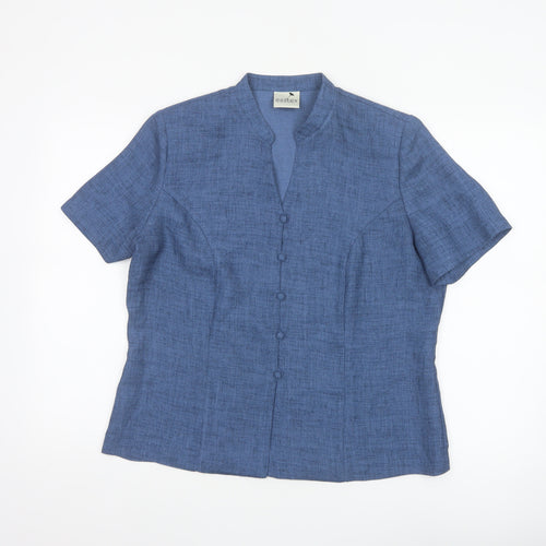 Eastex Women’s Blue UK 14 Short Sleeve Button-Up Blouse