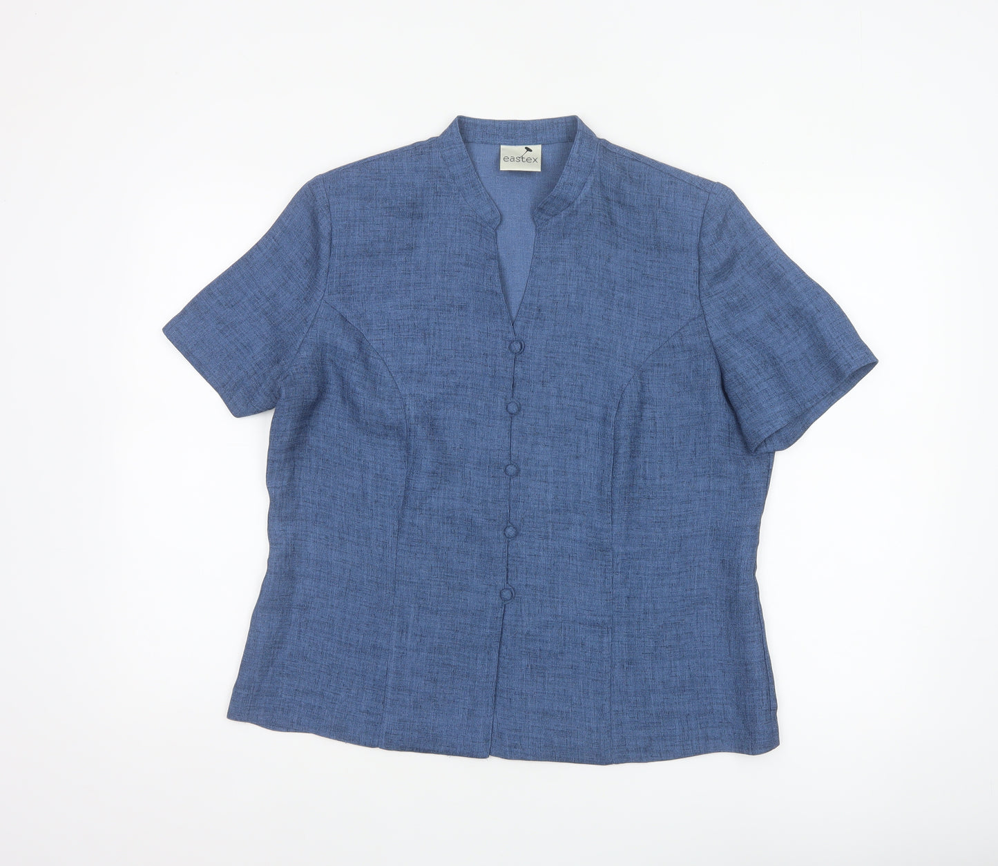 Eastex Women’s Blue UK 14 Short Sleeve Button-Up Blouse