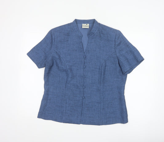 Eastex Women’s Blue UK 14 Short Sleeve Button-Up Blouse