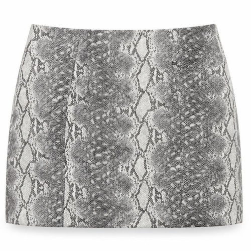 New Look Women Grey Snake Print Mini Pencil Skirt UK 12 Lined Zip