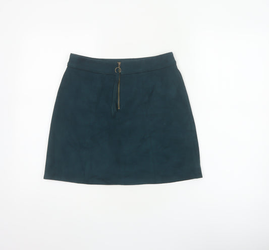 edc by Esprit Women Blue UK 6 A-Line Short Stretch Zip Skirt